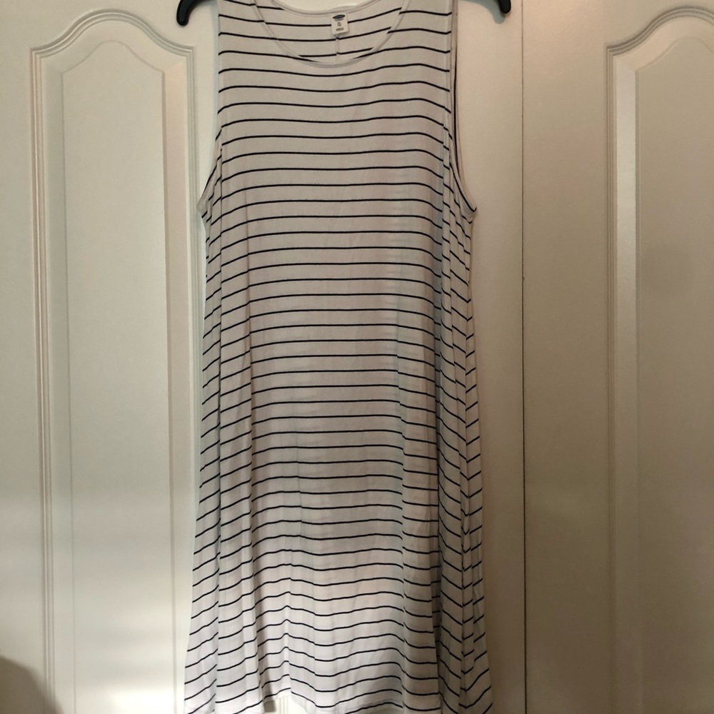 Old Navy white and black stripe tank top dress